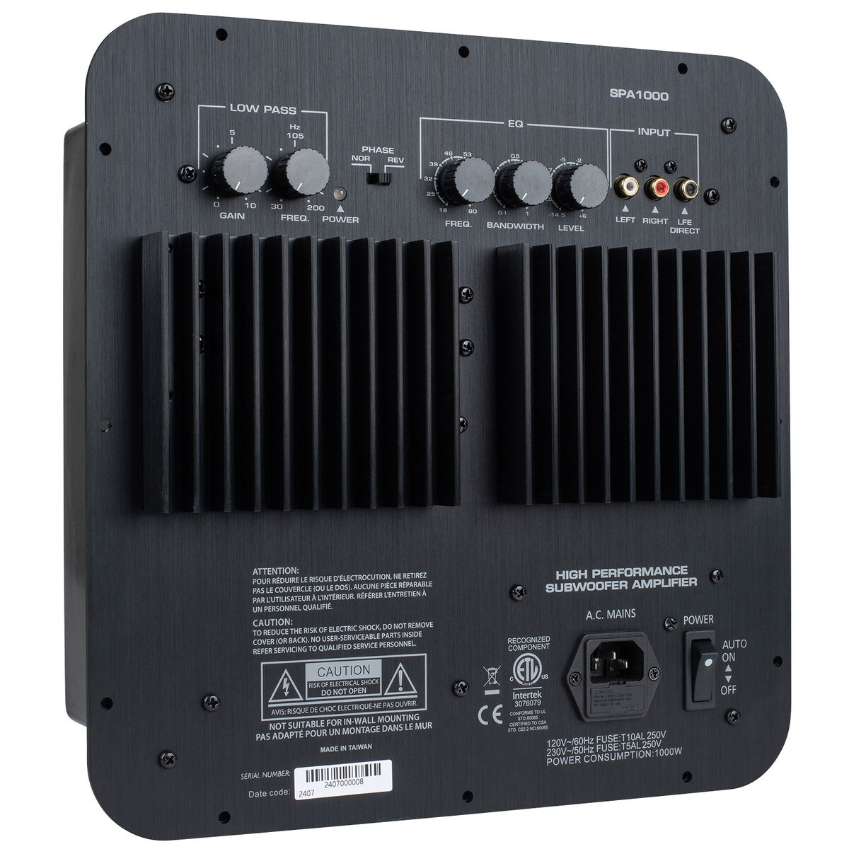 Dayton Audio SPA1000 1000W Subwoofer Plate Amplifier